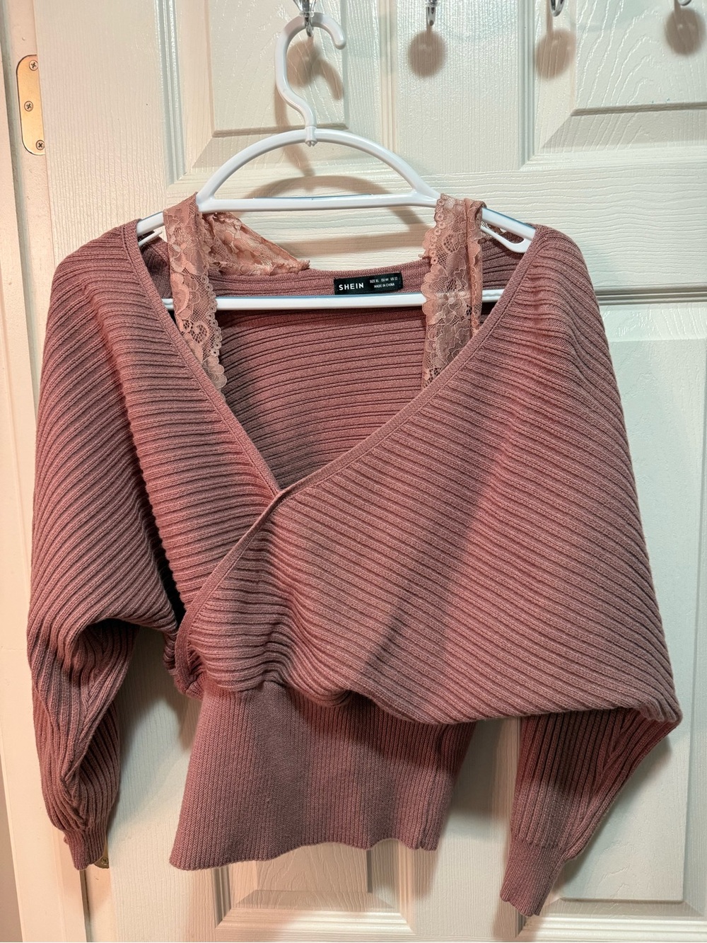 NWOT Dusty Rose Wrap V-Neck Ribbed Sweater size XL - Picture 4 of 5